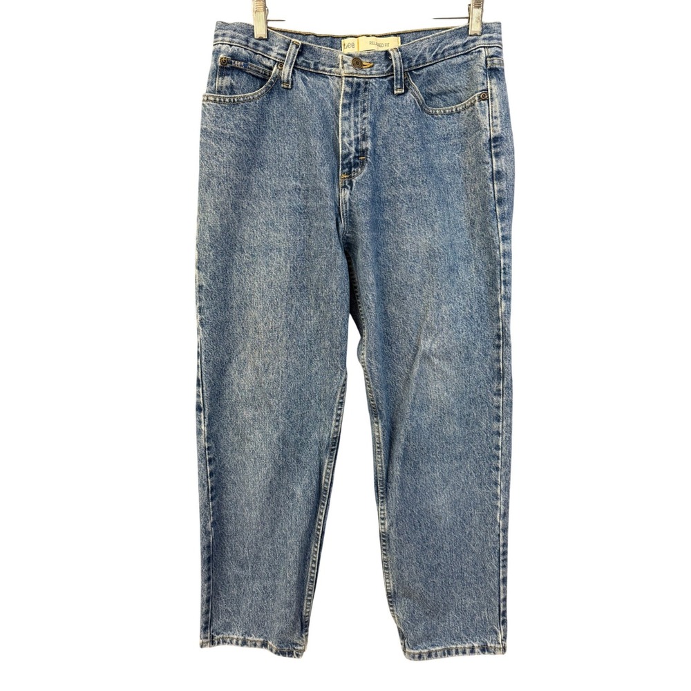 Lee Relaxed Fit Acid Wash Blue‎ Denim Jeans Mens 33x28 Vintage Style
